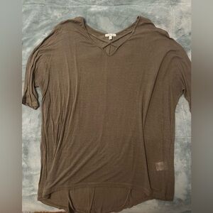 Charlotte Russe Olive Green 3/4 Length Sleeve Top
